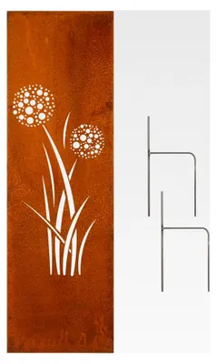 Produktbild von Edelrost Garten Sichtschutzwand, Metall 160x50 cm Pusteblume mit Bodenanker