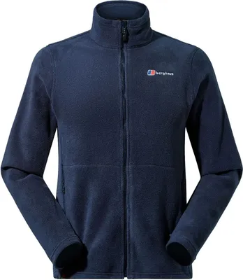 Dunkelblaue Fleecejacke von Berghaus; Modell Prism Polartec InterActive; mit Reißverschluss und langen Ärmeln.