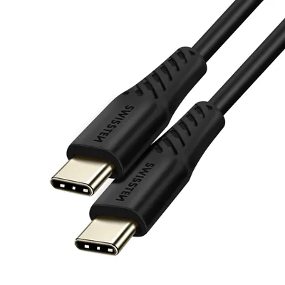 Image de Swissten, Câble de synchronisation USB-C / USB-C 100W à charge ultra-rapide 2.5m, noir