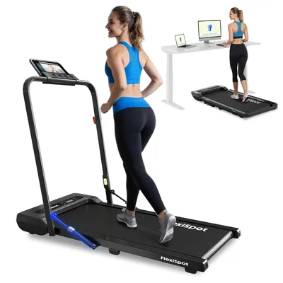 Zdjęcie produktu dla Bieżnia FLEXISPOT, maty do chodzenia 3 w 1, prędkość 1–10 km/h, nośność do 140 kg, z wyświetlaczem LED, pilotem zdalnego sterowania, idealna do domu i biura