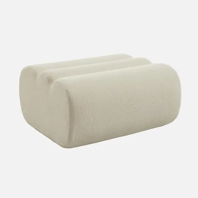 Produktbild von sweeek - Hocker, Fußhocker mit strukturiertem Bouclé-Bezug - Weiß