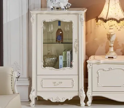 Immagine prodotto di Mobili da salotto classici bianco oro mobile vetrina in vero legno