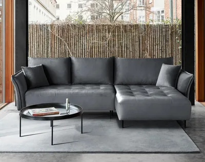 Produktbild von Schlafeckcouch BALI, Ecksofa mit Schlaffunktion, Bettkasten, universelle Ecke, Metallbeine (Stoff: bluvel 14 - dunkelgrau)