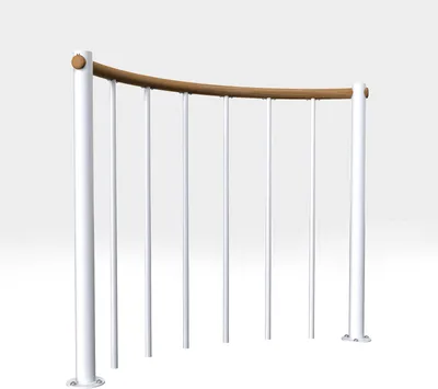 Produktbild von Minka Brüstungsgeländer mit vertikalen Stäben und Holz-Handlauf rund Eiche Weiß 120cm