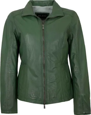 Produktbild von Jilani - Damen Lederjacke Lammnappa salbei grün : 44