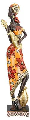 Zdjęcie produktu dla Figurka Gilde, kobieta, "African Beat", motyw muzyczny, żywica syntetyczna, brąz,poliuretan 3, dł. 6 cm, szer. 7 cm, wys. 32 cm 57781