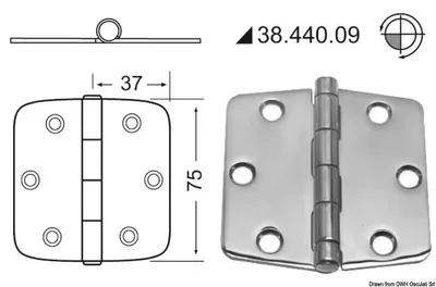 Immagine prodotto di Cerniera 2 mm herauragender Pin 74x75 mm , 1 pezzo