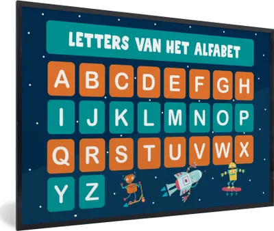 Produktbild von MuchoWow® MuchoWow® Gerahmtes Poster Kinderzimmer - Alphabet - Lernen - Jungen - Mädchen - Kinder - Kinder 90x60 cm - Poster mit zchwarzem Bilderrahmen - Fotorahmen - Foto-Plakat