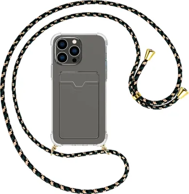 Produktbild von Handykette Backcover-Schutzhülle mit Band (Metall goldfarben) für Apple iPhone 15 Pro Max - camouflage