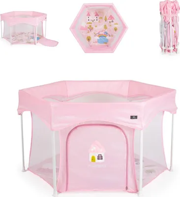 Produktbild von Cangaroo Laufstall Playbox klappbar Matratze Tragetasche Öffnung Reiselaufstall rosa