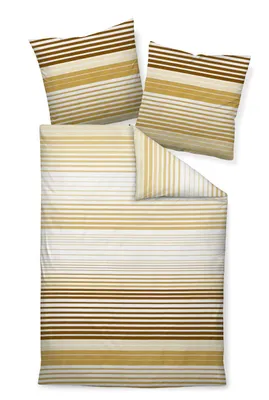Produktbild von Janine Mako Satin Bettwäsche 3 teilig Bettbezug 200 x 220 cm Kopfkissenbezug 80 x 80 cm J. D. 87061-03 gelb bernstein