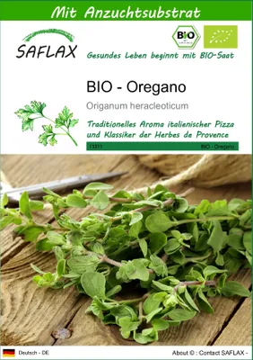 Produktbild von SAFLAX - BIO - Oregano - Origanum heracleoticum - 1500 Samen - Mit keimfreiem Anzuchtsubstrat