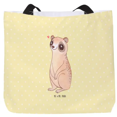 Produktbild von Mr. & Mrs. Panda Schultasche Plumplori Glücklich - Gelb Pastell - Geschenk, Laptoptasche, Beutel, Lustige Sprüche, Niedlich, Glück, Strandtasche, Tasche, Einkaufstasche