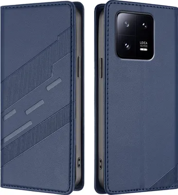 Image de Etui pour Xiaomi 13 Pro, étui portefeuille en cuirPolyuréthaneavec fente pour cartes et fonction stand Blau