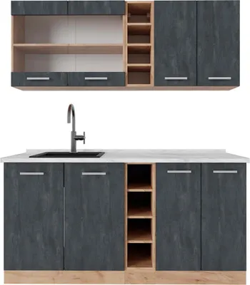 Immagine prodotto di Cucina completa Vicco R-Line Calce nera/Rovere dorato 160 cm PL Marmo, Model 47377