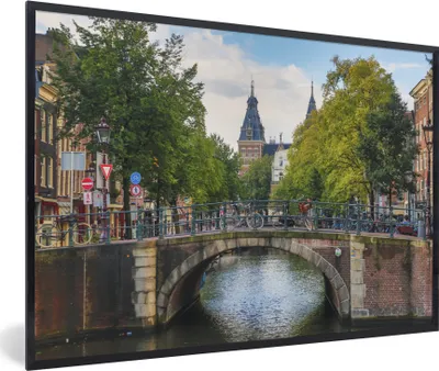 Produktbild von MuchoWow® MuchoWow® Gerahmtes Poster Brücke über die Prinsengracht in Amsterdam 60x40 cm - Poster mit zchwarzem Bilderrahmen - Printing - Wanddeko Schlafzimmer