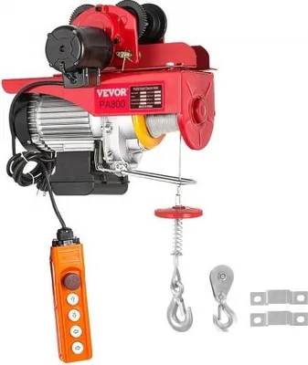 Produktbild von VEVOR 800 kg/1700 lbs Elektrische Laufkatze, 1300 W, Elektrische Seilwinde, Doppelt, 12 m/40 ft, Elektrische Seilwinde, Elektrischer Gabelstapler, Stahlpalettenhalter, Hebel, Garagenhebezeug