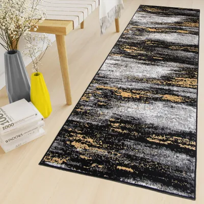 Produktbild von Tapiso Läufer MAYA Modern Grau Gelb Schwarz Wohnzimmer  100 x 200