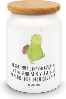 Produktbild von Mr. & Mrs. Panda Frischhaltedose Schildkröte Pfeifen - Weiß - Geschenk, behälter, Dose, Keksdose, Depression, salzdose, gebäckdose, Schildkröten, Teedose, Trennung