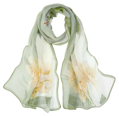Productafbeelding van DAMILY Sjaal, dames, chiffon, zijden sjaal met print, licht, vintage, zomer
