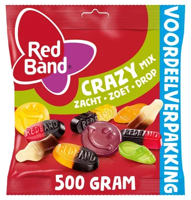 Produktbild von Red Band Crazy Mix Fruchtgummi & Lakritz, 500g Beutel, bunte Mischung