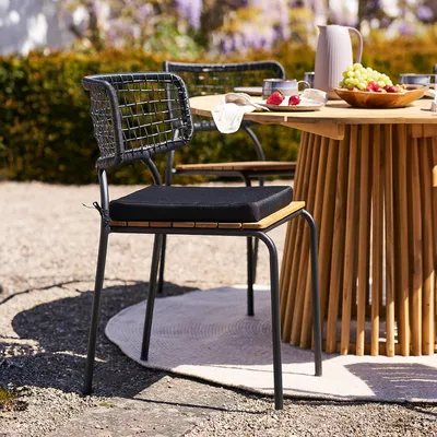 Produktbild von home24 Gartenstuhl - 4er-Set - Schwarz - Braun - Polyester - Stahl - 53 x 83 x 55 cm