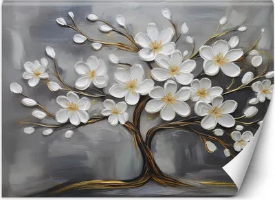 Produktbild von Vlies fototapete Baum und Blumen abstrakt 150x105 cm Feeby Grau inkl. Kleber einfache Montage