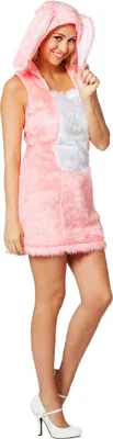 Produktbild von L3201005-38 rosa Damen Hasen-Kleid Hasen-Kostüm Plüsch Gr.38