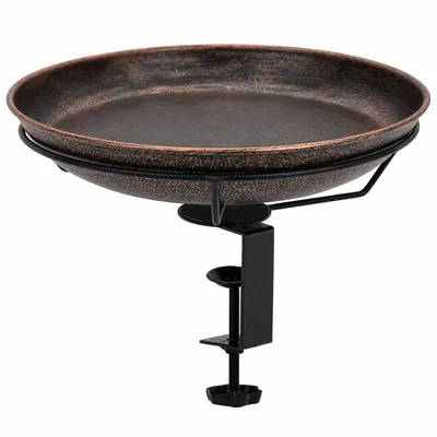 Produktbild von Vogeltränke für Balkon & Geländer, Metall, 12" abnehmbar, Einfach zu Reinigen, Mit Einstellbarer Klemme, Outdoor Vogelbad