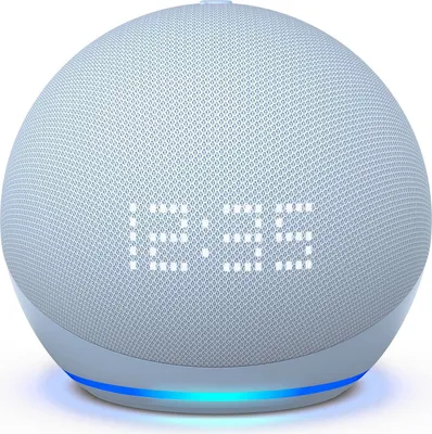 Produktbild von Amazon Echo Dot 5 Blau mit Uhr