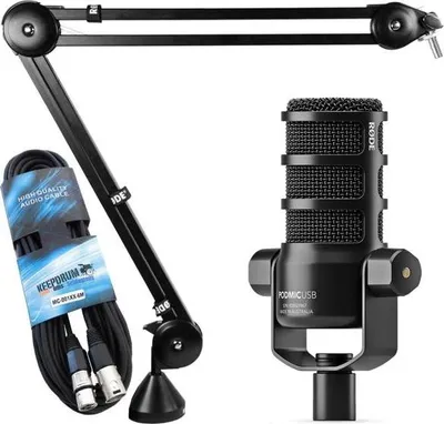 Produktbild von Rode Podmic USB XLR Mikrofon mit PSA-1 Stativ u Kabel