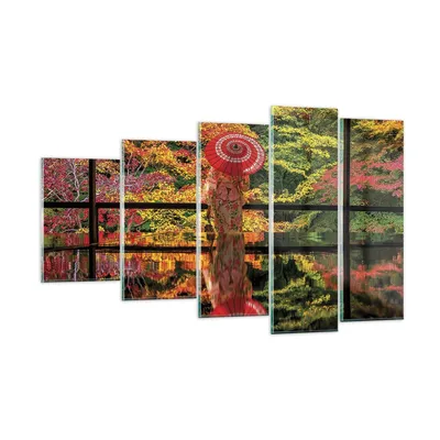 Produktbild von Bilder auf glas - 5 Teile - Tubikoin Tempel Die Farben - 100x60cm - Glasbilder - Wandbilder - Bilder - zum Aufhängen bereit - Wanddekoration aus Glas - Glas Bilder - Wandbild auf Glas - GEG100x60-4485