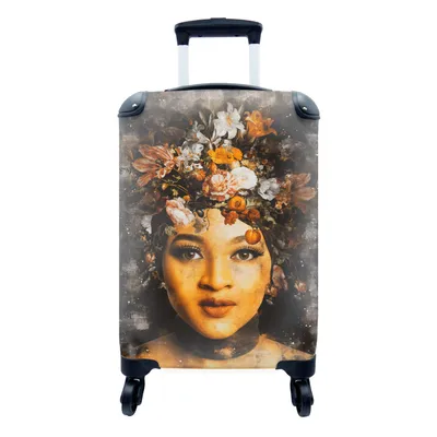 Produktbild von MuchoWow® Koffer Handgepäck Trolley Rollkoffer Kleine Reisekoffer mit 4 Rollen - Frauen - Blumen - Farbe - Cabin Size < 55x40x23 cm & 55x40x20 cm - Fotokoffer - Kabinenkoffer - Boardgepäck - Reise-Box - Reisekoffer - Reisegepäck - Koffer mit Bild - Trolley für Kinder