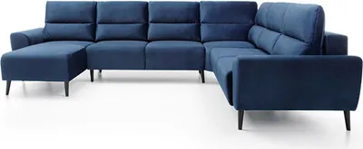 Immagine prodotto di Zona giorno a U divano angolare divano letto angolare box funzione letto blu scuro Recamiere sinistra