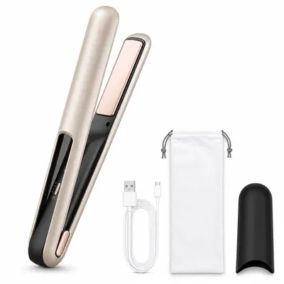 Produktbild von Kabelloses Reiseglätteisen 2-in-1, Akku-Haarglätter mit Keramikbeschichtung, 160/180/200 °C, Ladestation und Tasche