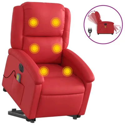 Immagine prodotto di Poltrona Alzapersona Reclinabile Elettrica Rossa in Pelle finta