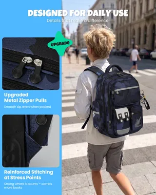 Produktbild von Schulrucksack Jungen, reflektierend, Camouflagegrün, 1-5 Klasse, für die Schule