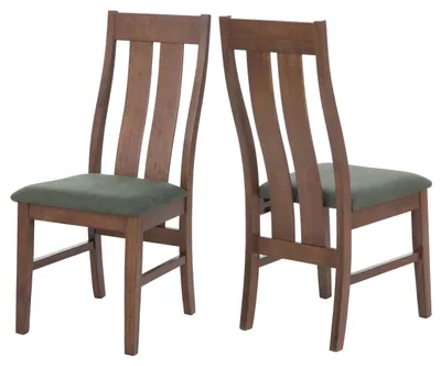 Produktbild von 2er-Set Esszimmerstuhl MCW-M58, Küchenstuhl Lehnstuhl Stuhl, Stoff/Textil Massiv-Holz dunkles Gestell, dunkelgrün