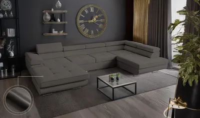 Produktbild von Wohnlandschaft mit Schlaffunktion, Couch für Wohnzimmer - Schlafsofa - Eckcouch