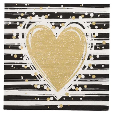Produktbild von PAPSTAR Servietten 1/4-Falz, 33x33 cm, "Sparkling Heart" | Folie (30 Stück)