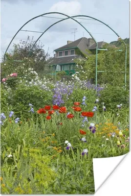 Produktbild von MuchoWow® Poster Monets Haus mit bunten Blumen im Garten in Giverny, Frankreich 20x30 cm - Papierdruck