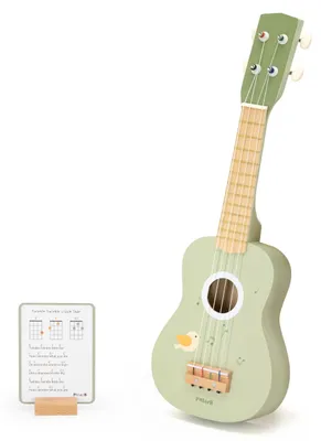 Image de Guitare ukulélé en bois Viga pour enfants, verte, avec des notes
