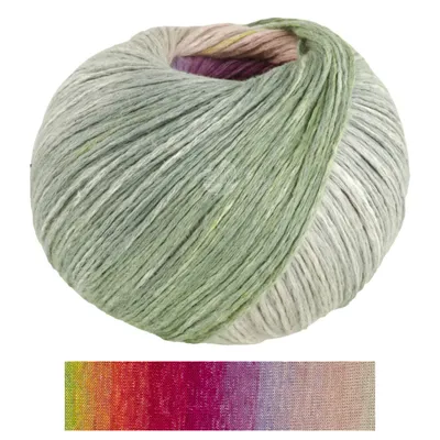 Produktbild von Lana Grossa COTONELLA 100 g weiches, bedrucktes Kettengarn aus unmercerisierter Pima-Baumwolle 280 m Farbe 002 - Gelbgrün/Rot/Weinrot/Fuchsia/Rotviolett/Lila/Beige