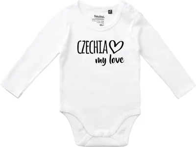 Produktbild von Huuraa Baby Body Czechia my love 74 White  Baumwolle Fairtrade Langarmbody Geschenkidee