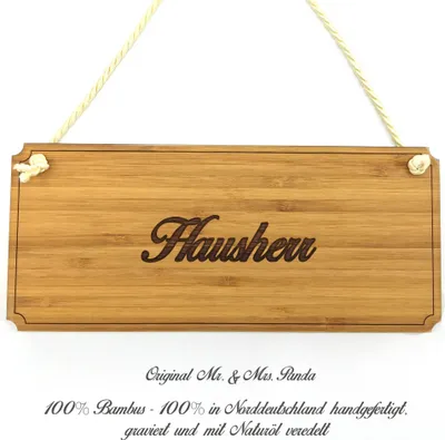 Produktbild von Mr. & Mrs. Panda Wegweiser Hausherr - Geschenk, Werbeschild, Shabby, Geschenkidee, Praxisschild, Hinweisschild, Türschild, Schild, Graviert, Landhaus