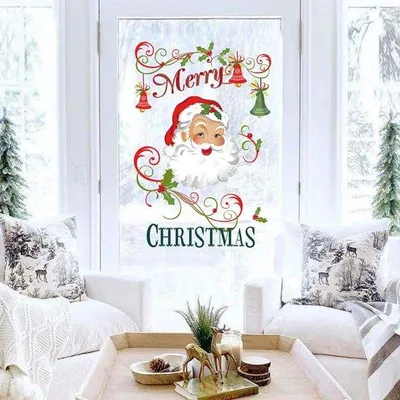 Obrázek produktu pro Allecto - Muurstickers potkal Santa Claus - Veselé Vánoce - Odnímatelné zdobení stěny - 15 x 10 cm - Sněhová vločka - Slavnostní okna nálepky - ..