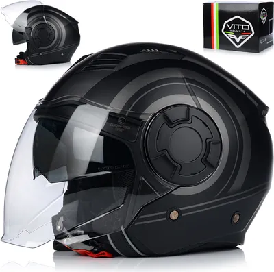 Produktbild von Jet helm mit Sonnenblende | VITO ISOLA | Jethelm mit Doppelvisier | ECE 22.06  | Motorradhelm mit Visier | XS  (53-54cm)