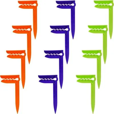 Produktbild von Strandmaten-Set - 12-teilig - Oranje, blauw und grün - Winddichte Plastik-Handtuchhalter