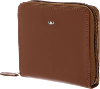 Zdjęcie produktu dla Złoty portfel skórzany Polo RFID Protect zip damski portfel 2826 Cognac brązowy