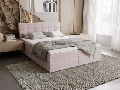 Zdjęcie produktu dla Łóżko tapicerowane 160 x 200 ELSIE 1 ze schowkiem – pudrowe